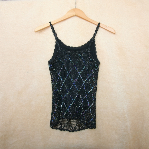 Vintage Le Chateau black beaded halter tank top - Picture 7 of 9